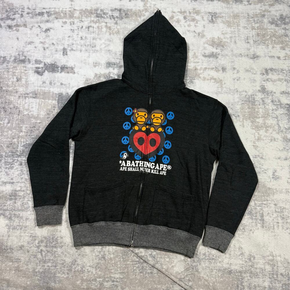 Authentic Bape 2008 Baby Milo Peace Full Zip Hoodie L